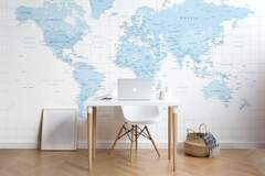 for Walls - Realistic World Map - s - Blue - Premium Photorealistic for and (Tapeta Mapa světa)