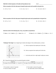 Finding Equations Of Parallel And Perpendicular Lines Worksheet