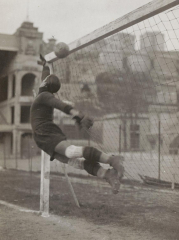 Goalie of the Genova Soccer Team During a Play