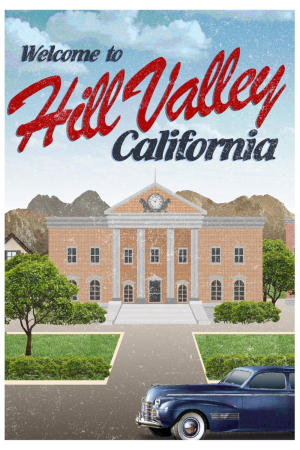Hill Valley California Retro Travel Poster