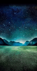The Starry Night (dark night starry mountain grass field)