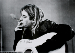 Kurt Cobain (Smoking) With Guitar Black &amp; White Music Poster