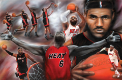 LeBron James Collage Miami Heat NBA Sports Poster