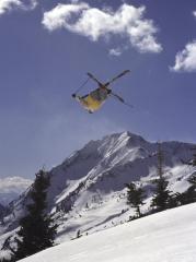 Low Angle View of a Skier in Mid Air