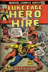 Marvel Comics Retro: Luke Cage, Hero for Hire Comic Book Cover No.14, Fighting Big Ben (aged)