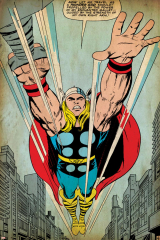 Marvel Comics Retro: Mighty Thor Comic Panel, Flying (aged)