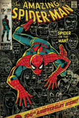 Marvel Comics Retro: The Amazing Spider-Man Comic Book Cover No.100, 100th Anniversary Issue (aged)