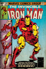 Marvel Comics Retro: The Invincible Iron Man Comic Book Cover No.126, Suiting Up for Battle (aged)