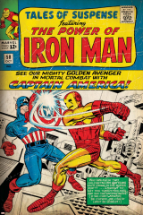 Marvel Comics Retro: The Invincible Iron Man Comic Book Cover No.58, Facing Captain America (aged)