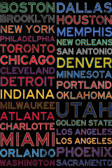 National Basketball Association Cities Colorful