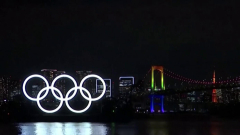 Olympic Games Tokyo 2020 (olympic rings illuminated upon return to tokyo bay) (Olympic Games)