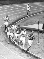 Olympic Games 1952 : Emil Zatopek in the Lead During 5000 M. Race July 25, 1952
