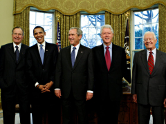President-elect Barack Obama with All Living Presidents Smiling, January 7, 2009