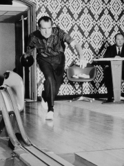 Richard Nixon Bowling at the White House Bowling Alley, 1970