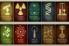Einstein Nikola Tesla Faraday chemistry physics infographics