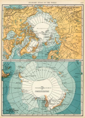 Vintage North and South Polar Regions Map