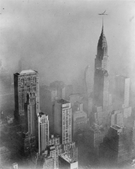 New York City 1966 Smog obscures Chrysler Empire State Building