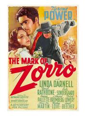 The Mark of Zorro, Linda Darnell, Tyrone Power on Argentinian Poster Art, 1940