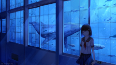 Anime Girl Uniform Short Hair Whale School Uniform