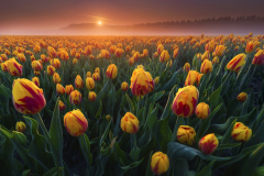 Earth Tulip Flowers Nature Summer Field Sunrise