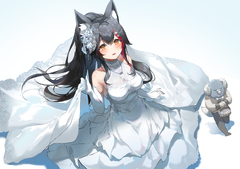 Anime Virtual Youtuber Hololive Ookami Mio Animal Ears Bride