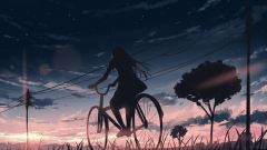 Anime Girl Sunset Bike