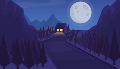 Artistic Night Moon Road