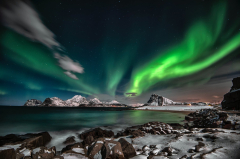 Earth Aurora Borealis Night Fjord