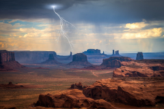 Earth Monument Valley Lightning Desert Landscape