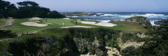 View of People Playing Golf at a Golf Course, Cypress Point Club, Pebble Beach, California, USA
